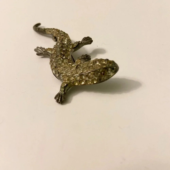 Vintage Gecko Lizard Brooch Rhinestones  3 Inch Long Fashion Jewelry Pin - Picture 9 of 11